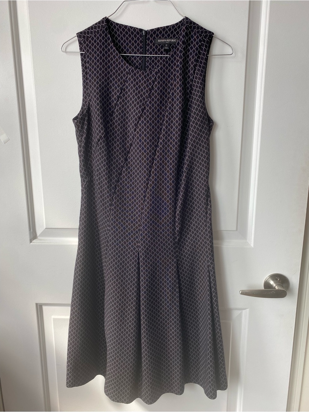 Banana Republic Sleeveless Black Geometric A-Line Dress
